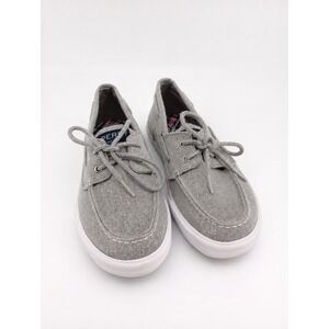 Sperry Boat Shoes Girls 3M Grey Silver Glitter Canvas Memory Foam